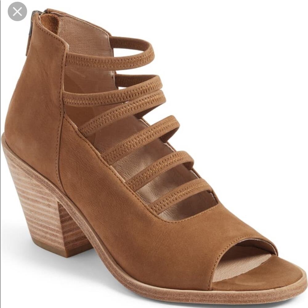 🆕 Eileen Fisher James Open Toe Stretch-Strap Brown Sandal Suede Size 9 NEW